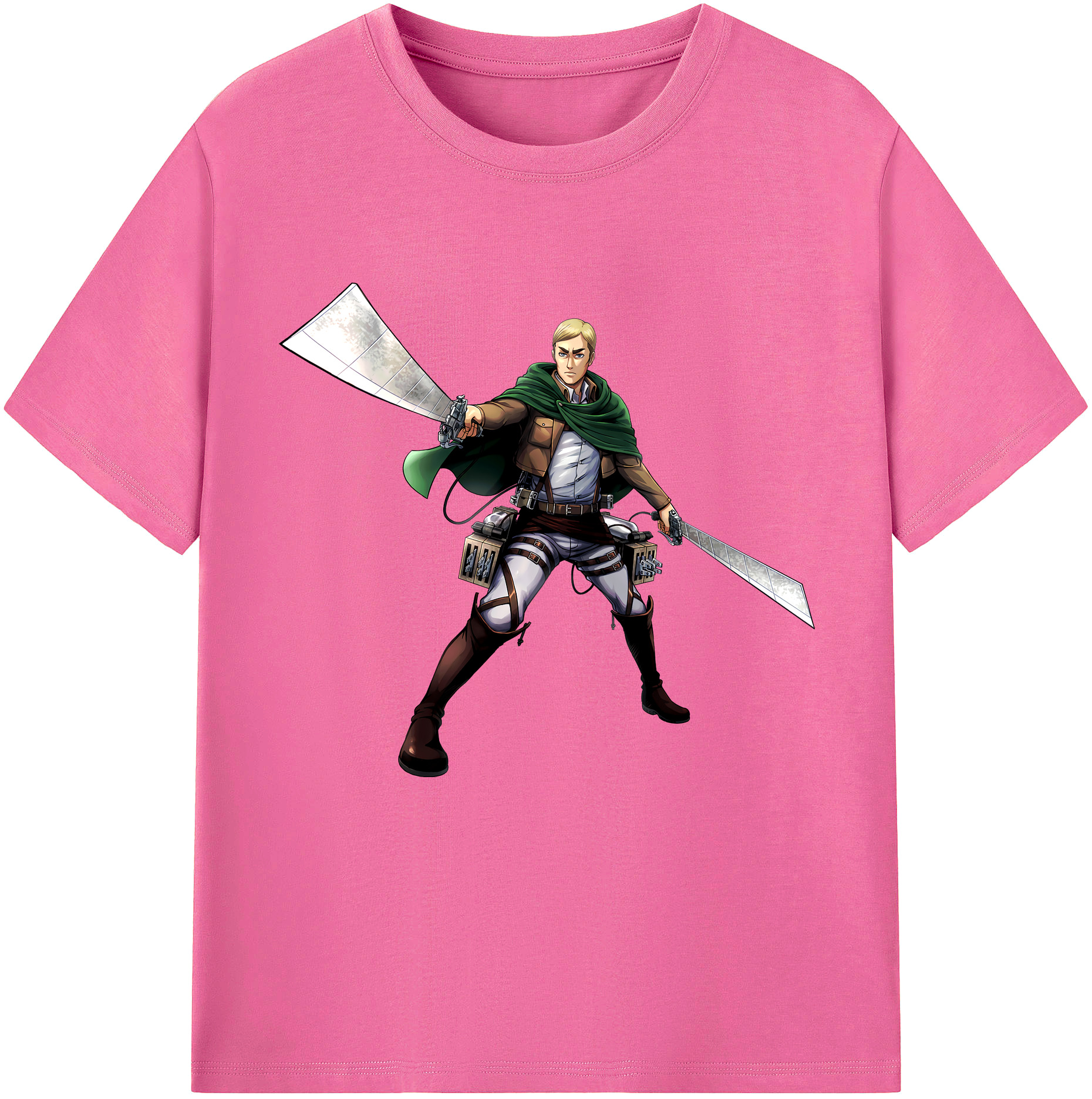 （画像用） 進撃の巨人 エルヴィン・スミス Attack on Titan Erwin Smith レディースカジュアルプリントTシャツ（綿100％）